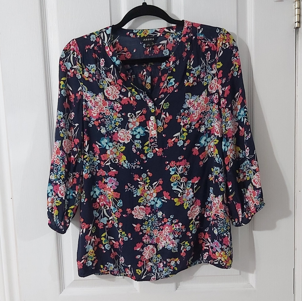 Navy floral print tunic